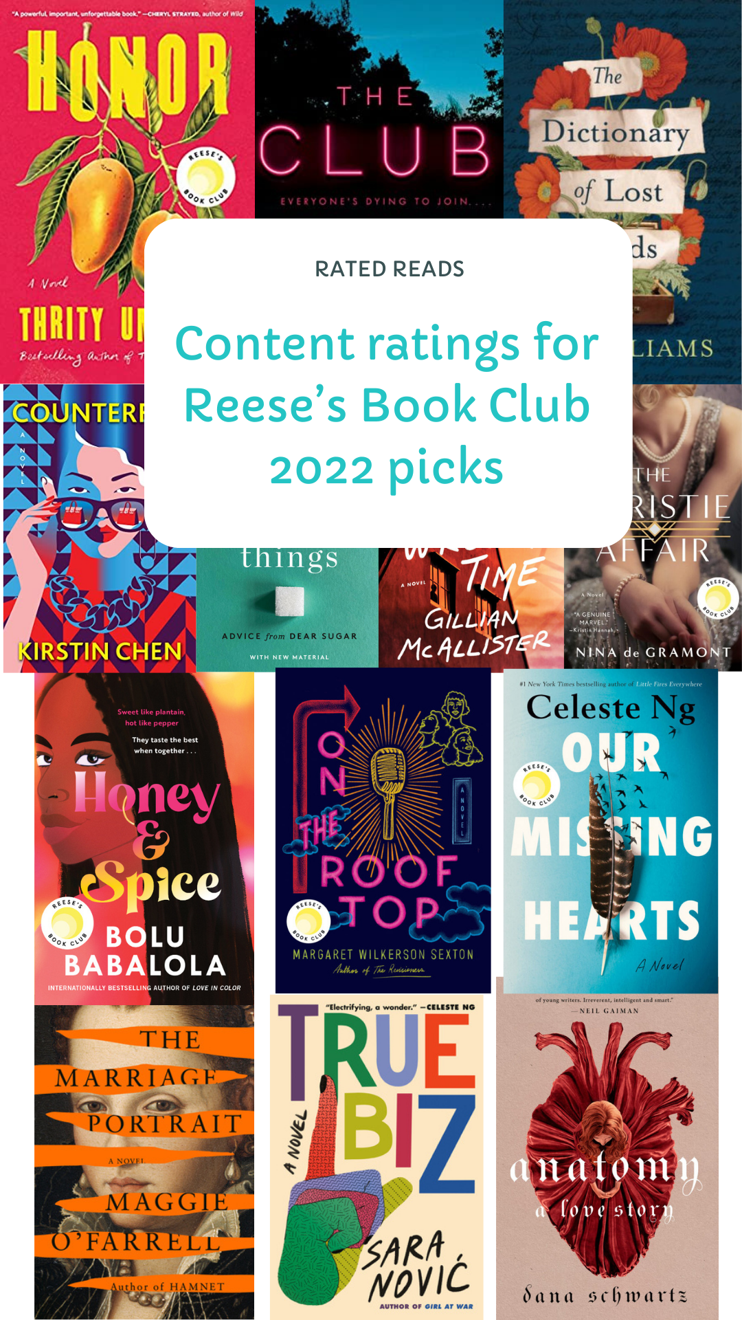 Reese's Book Club picks from 2022 with content ratings
