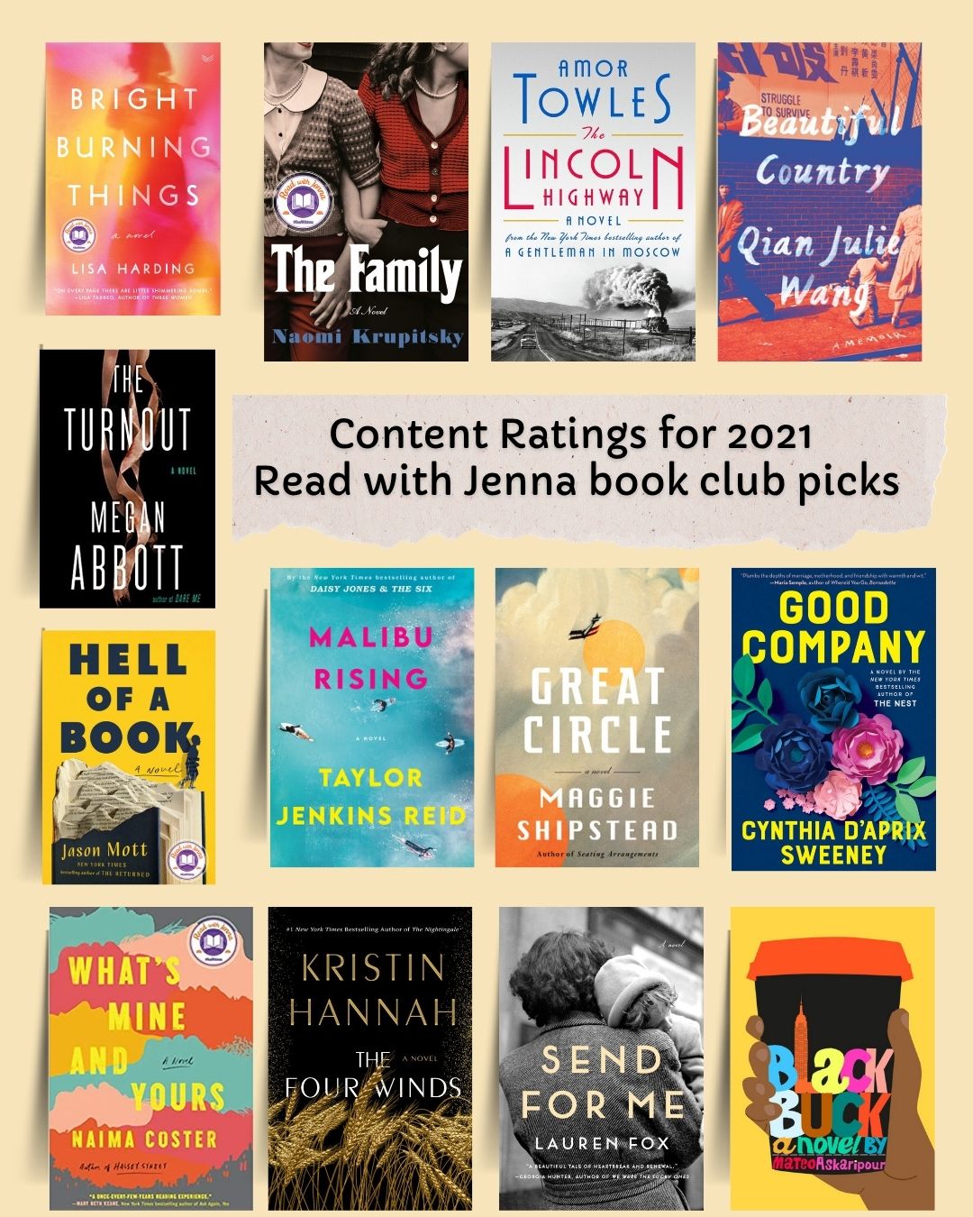 2021 Read with Jenna book club picks with content ratings